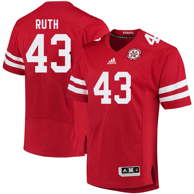 Men #43 Connor Ruth Nebraska Cornhuskers College Football Jerseys Sale-Red